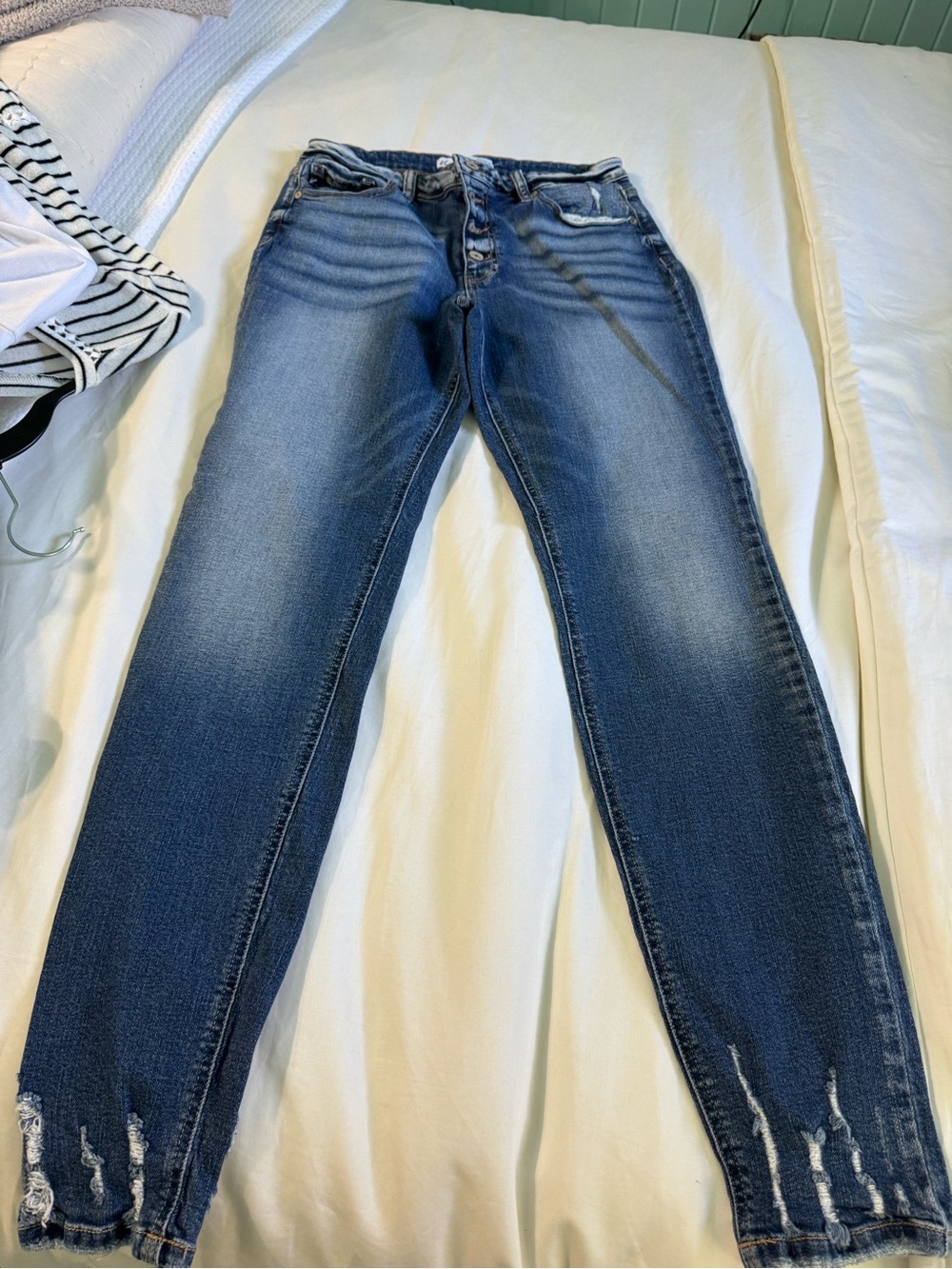 KanCan Dark Blue Skinny Jeans with Faded Wash